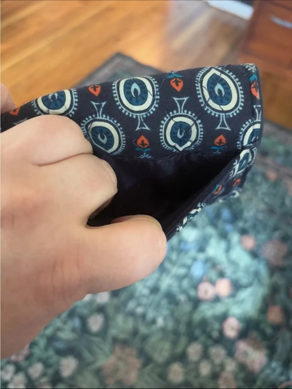 Vera Bradley Navy Quilted Floral Print Wallet with Teardrop Motif - Picture 7 of 7